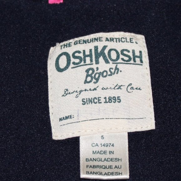 🌈OSHKOSH Girl Fully lined Rain Coat Jacket Pink - Picture 6 of 7